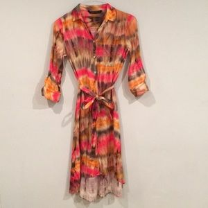 Zara | High Low Tie-Dye Print Button Down Dress